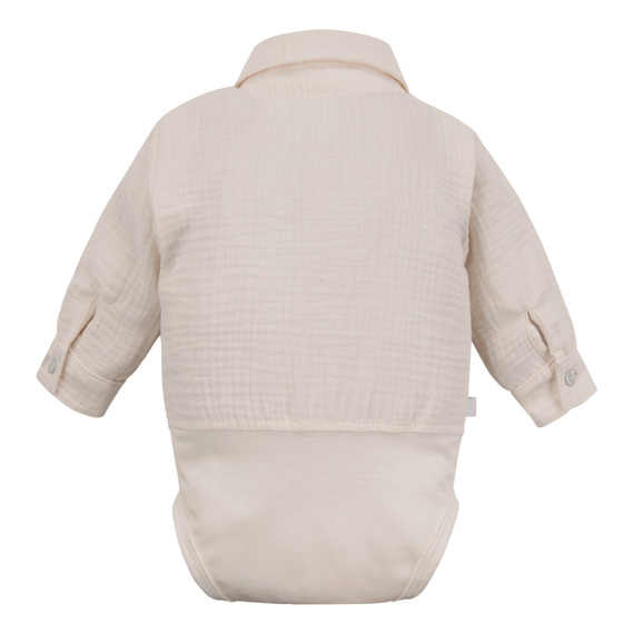 Ceremony Hemd-Body aus Musselin mit Kragen für Jungen Eevi, elegant – Beige