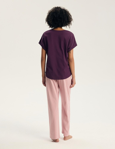 Henderson Galla 45445 Damen-Pyjama 100% Baumwolle Lange Hose lila-altrosa