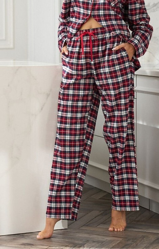 2477 Roxy L&L – Damen-Pyjamahose aus kariertem Flanell, 100 % Baumwolle