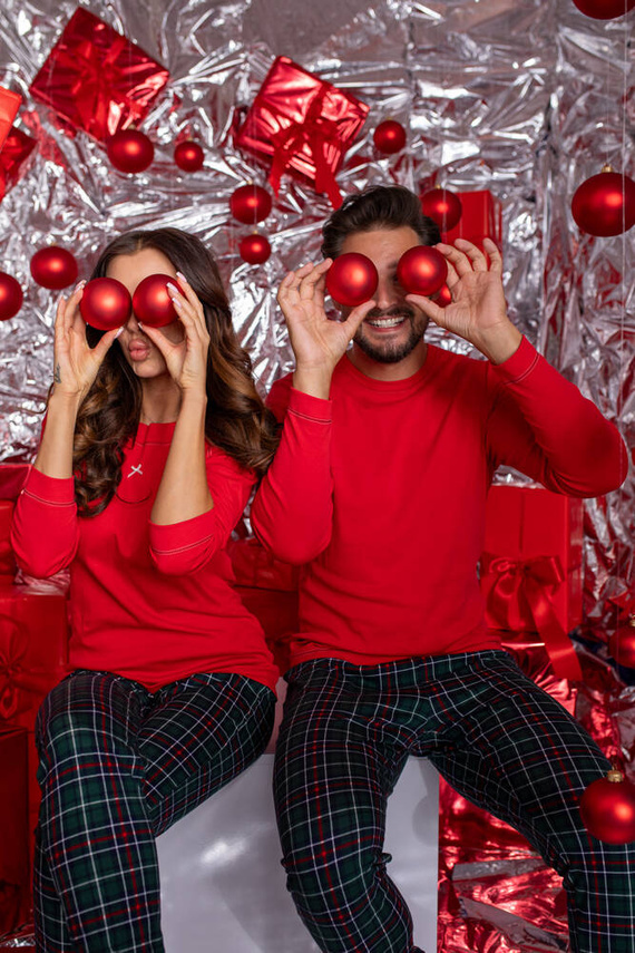 Fogo Herren Schlafanzug langarm, lange Hose Italian Fashion - rot/print