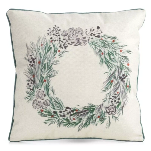 CHP345 Eurofirany Weihnachtskissenbezug 45x45 Samt mit Druck und Paspelierung