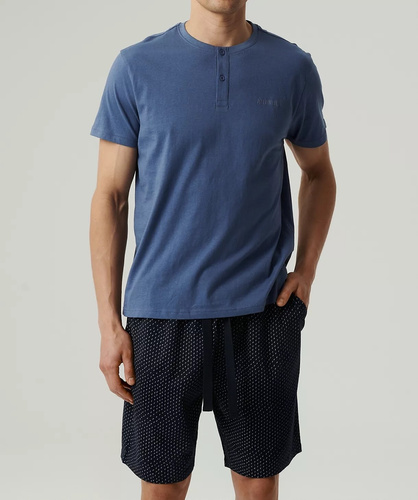 NMP-386 Herren-Kurzarmpyjama, Atlantikblau, Marineblau