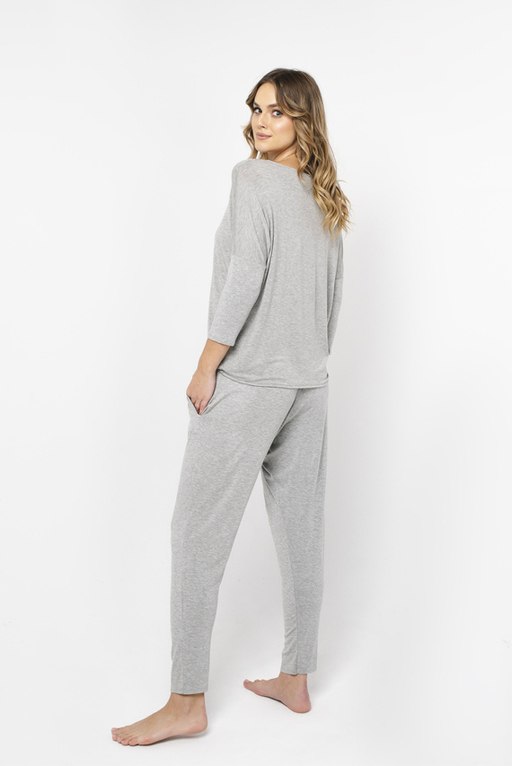 Style Damen 3/4 Ärmel Set, Länge.italienische Mode Melange-Hose 