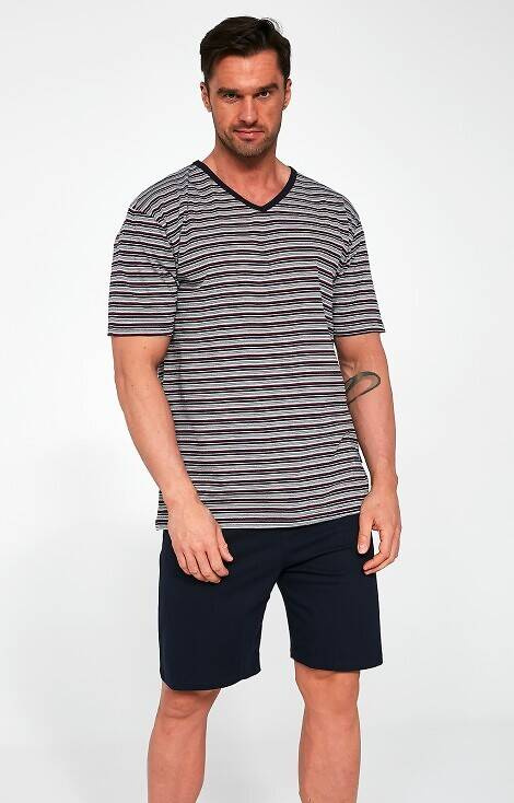330/41 Herren-Kurzarmpyjama, Cornette-Shorts, Graumelange