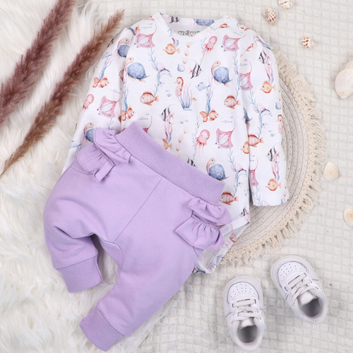 ABN-5475 Underwater World Nini Baby-Body – Bio-Baumwolle, lange Ärmel