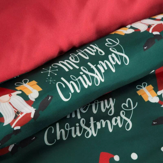 Galdor Weihnachtsbettwäsche aus Mikrofaser Eurocurtains grün-rote Zwerge – weich, leicht und pflegeleicht, mit Reißverschluss