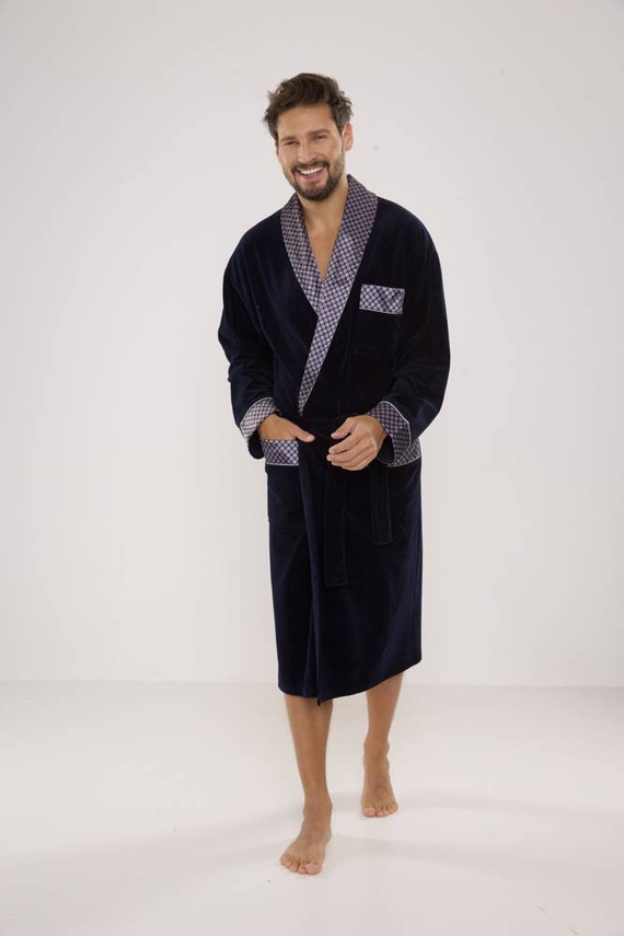 773 Bonjour Herren-Forex-Bademantel - navy blau