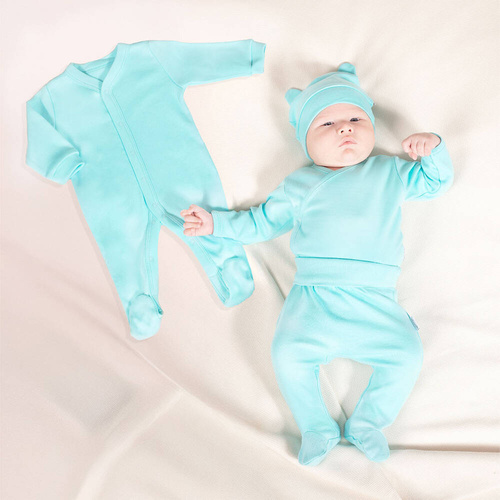 4902 4-teiliges Babyausstattungsset, glatt, Nicol - Minze