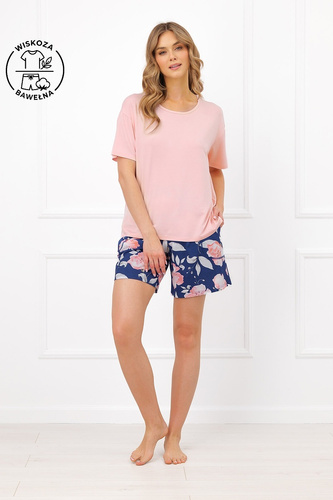 Damen-Pyjama Italian Fashion Ardizja Viskose Baumwolle Blumen Shorts