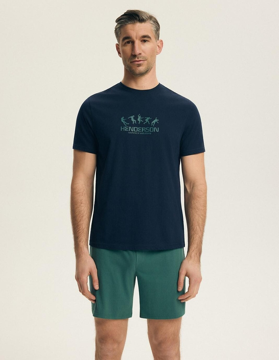 Henderson Core 44499 Bet Navy Herren-Pyjama, 100% Baumwolle, Kurzarm