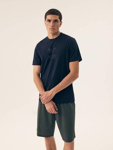 42632 Dreamer Premium Herren-Pyjama Henderson – Marineblau