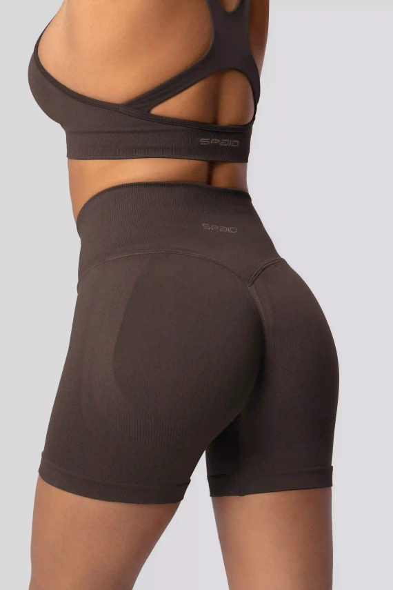Spaio PUSH-UP PRO formende nahtlose Shorts Fitness hoher Bund chocolate