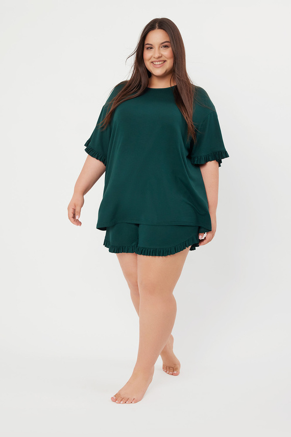 Style Kurzarm-Pyjama für Damen, Shorts Italian Fashion - grün