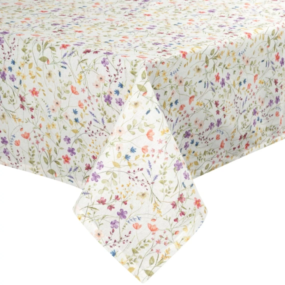 Tischdecke ANNA Eurofirany fleckenabweisend weiß-lila Blumen