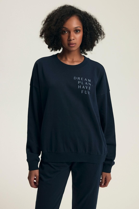 Henderson 43705 Delancy Damenpyjama, Marineblau – Baumwolle, lange Ärmel, bequem und stilvoll