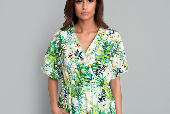 Florina Damenbademantel Italian Fashion - Blattdruck