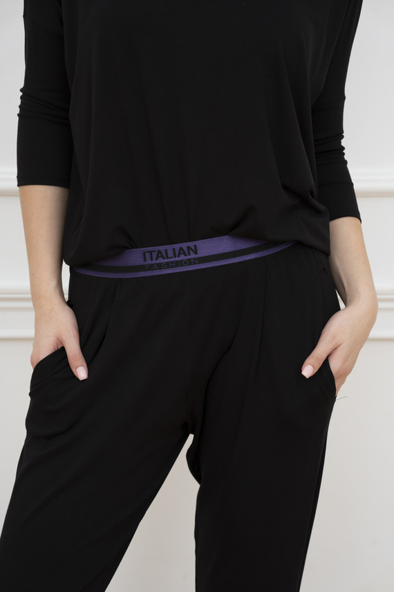 Style Damen 3/4 Ärmel Set, Länge.italienische Mode Hose schwarz