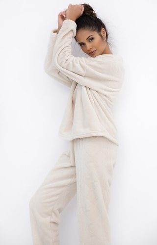 Bridget Homewear Sensis Damenpyjama – warm, weich gestrickt, ecru