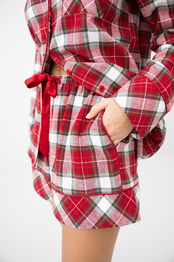 Sensis Clariel Damen-Flanell-Pyjama 100% Baumwolle Rot kariert