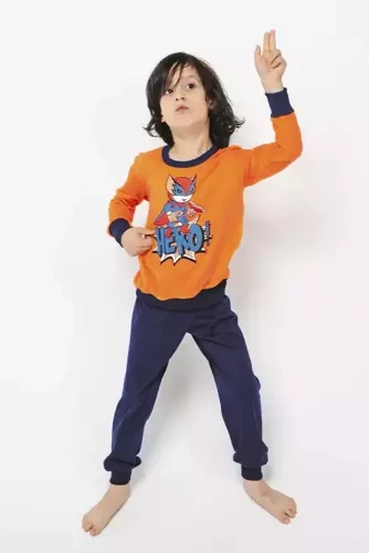 Remek Jungen Schlafanzug langarm, lange Hose Italian Fashion - orange