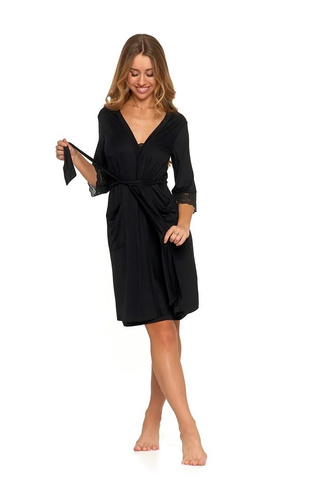 PDSZ4100-003 Moraj langer Damenbademantel – Schwarz