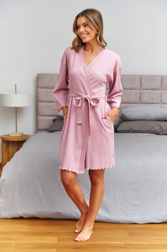 Doctor Nap 7465 Damenbademantel Baumwolle Kimono rosa