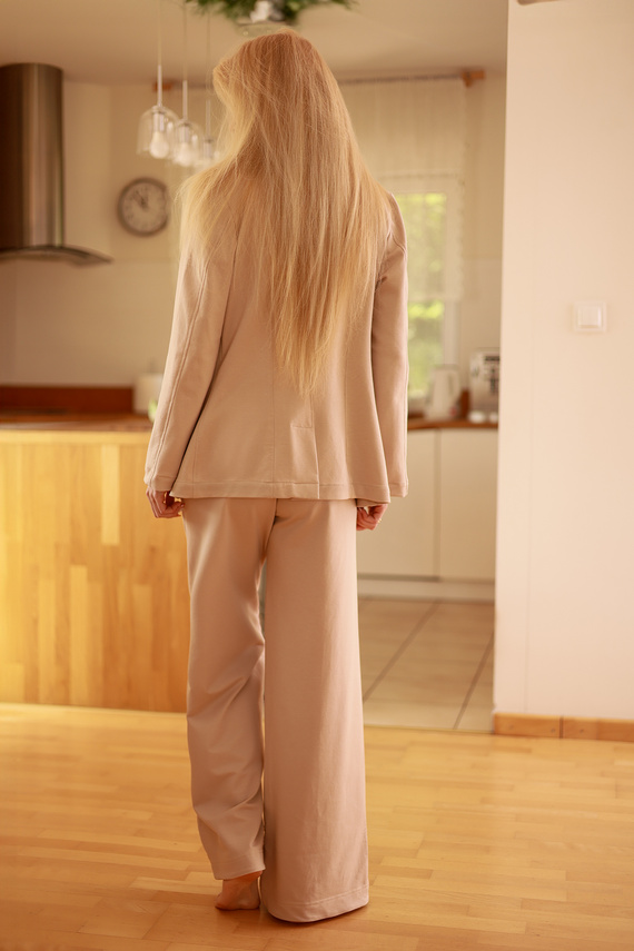 Emi - elegante Damenjacke, 95 % Baumwolle 5 % Elasthan | Polnische Marke Mirale – Beige