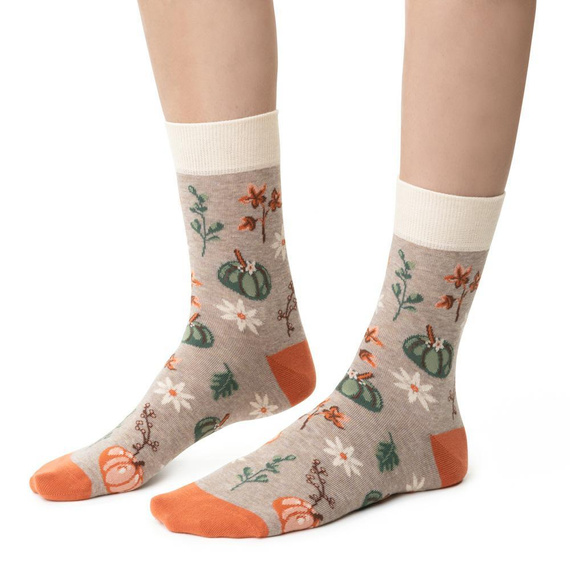 Steven Planeta Ziemia art.017 Damen Socken beige 045 – Baumwolle, Muster, Komfortbund