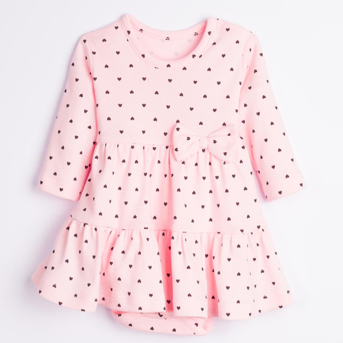 Kleid-Body Nicol Tosia 225160 100% Baumwolle Rosa mit Herzen und Rüschen