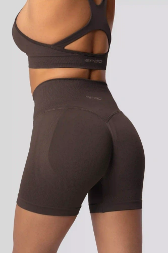 Spaio PUSH-UP PRO formende nahtlose Shorts Fitness hoher Bund chocolate