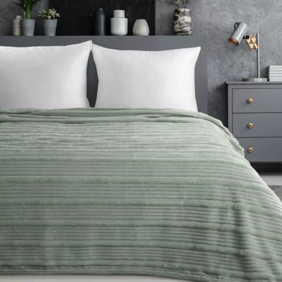 Kuscheldecke Nina 220x200 Flanell 3D weich Eurofirany 300 GSM Salbeigrün