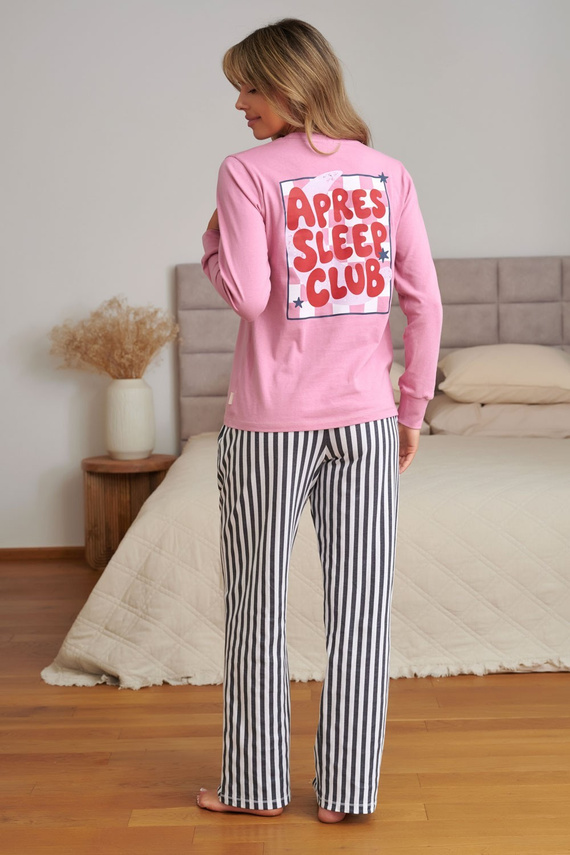 Doctor Nap 7523 Apres Sleep Damen-Pyjama 100% Baumwolle rosa gestreift