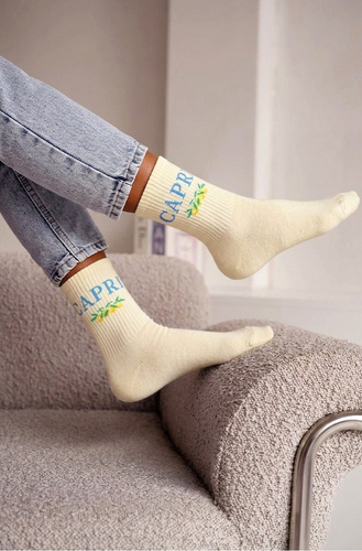 Damen Baumwollsocken Milena 0200-239 Capri– gerippt bequem für Alltag ecru