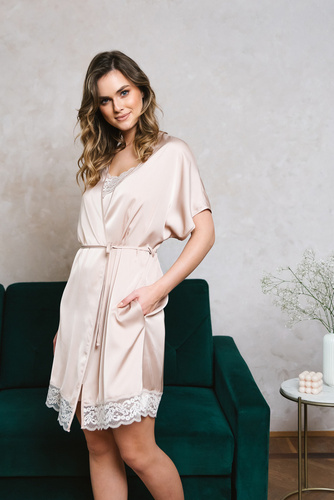 Touch Kurzarm-Bademantel Italian Fashion - beige