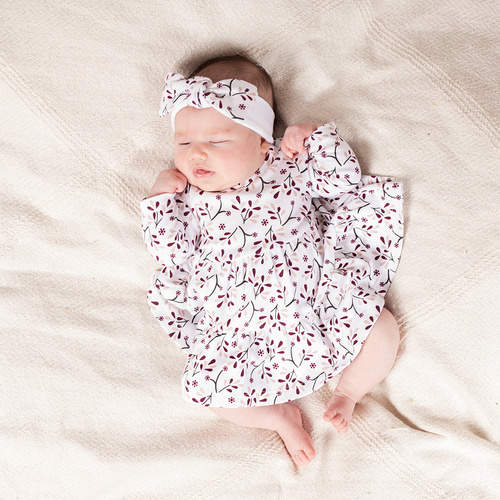 217159 Kleid-Body von Alisa Nicol – Baumwolle, lange Ärmel, Pflanzenmuster