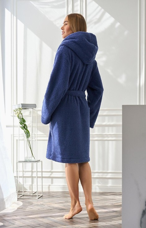 2555 Heaven L&L Damenbademantel mit Kapuze, Marineblau – Komfort und Stil