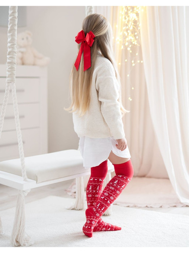 1177.001 Milena Weihnachts-Kniestrümpfe für Kinder – Weiche Baumwolle, Rot