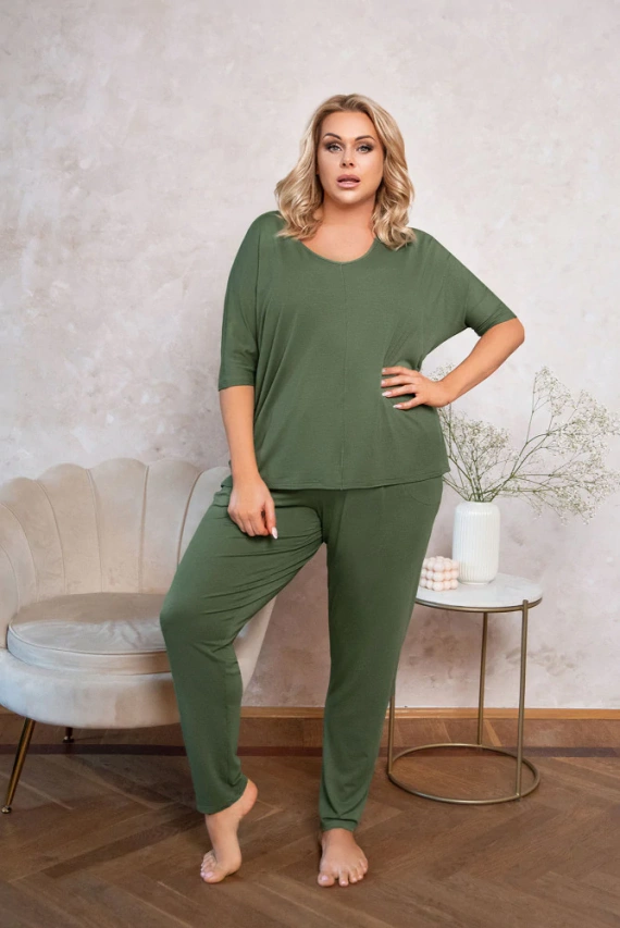 Paramo Damen Kurzarm-Set, Länge. hose Italian Fashion - khaki