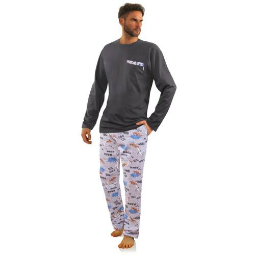 2660/09 Sesto Senso Herren-Langarmpyjama und Hose – Graphit