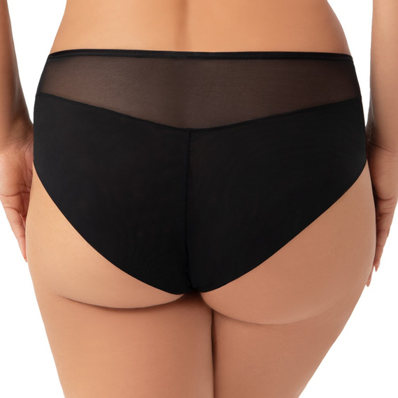 K948 Ottavia Gorsenia Höschen - schwarz, hohe Taille, Tüll mit Stickerei