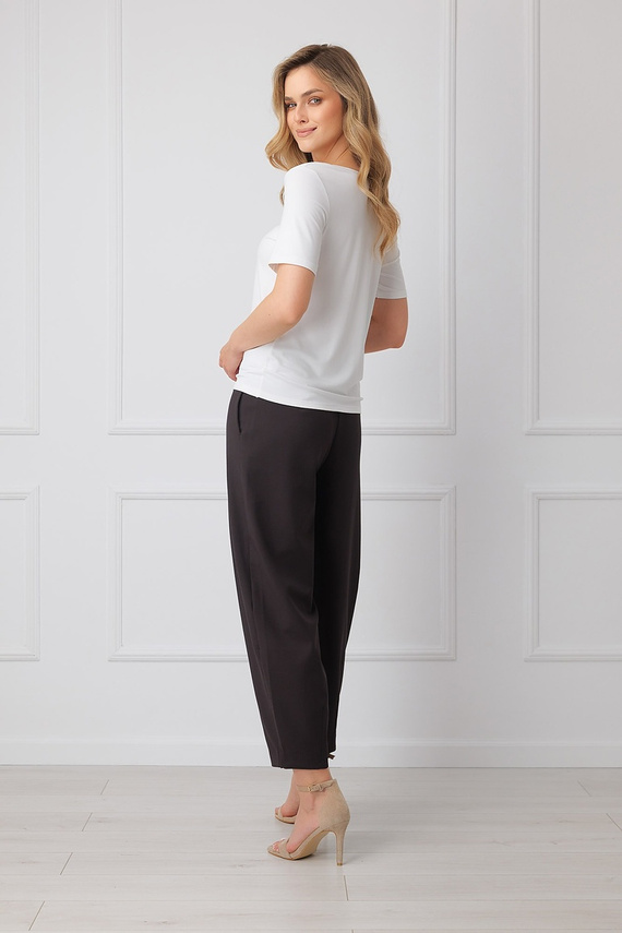 Damenbluse Italian Fashion Liza 93% Bambus Kurzarm Elastisch - ecru