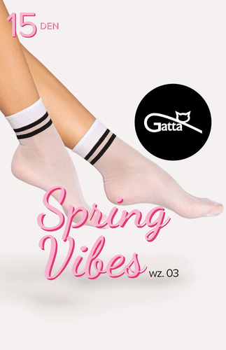 Spring Vibes wz.03 Damensocken 15 den Gatta - weiß-schwarz
