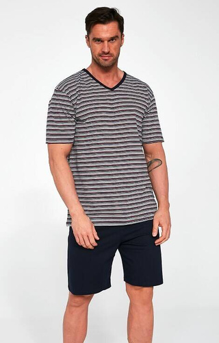 330/41 Herren-Kurzarmpyjama, Cornette-Shorts, Graumelange