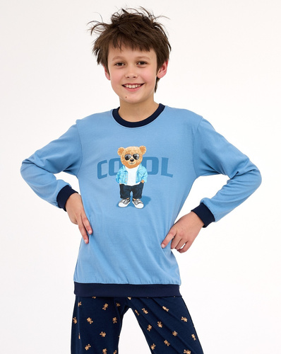593/181, 766/181 Cornette Cool 2 Jungenpyjama, blau – Baumwolle, lange Ärmel