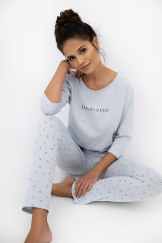 Daydreamer 3/4-Sensis-Taubenpyjama für Damen – baumwollblauer Pyjama mit langer Hose