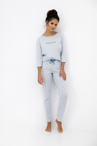 Daydreamer 3/4-Sensis-Taubenpyjama für Damen – baumwollblauer Pyjama mit langer Hose