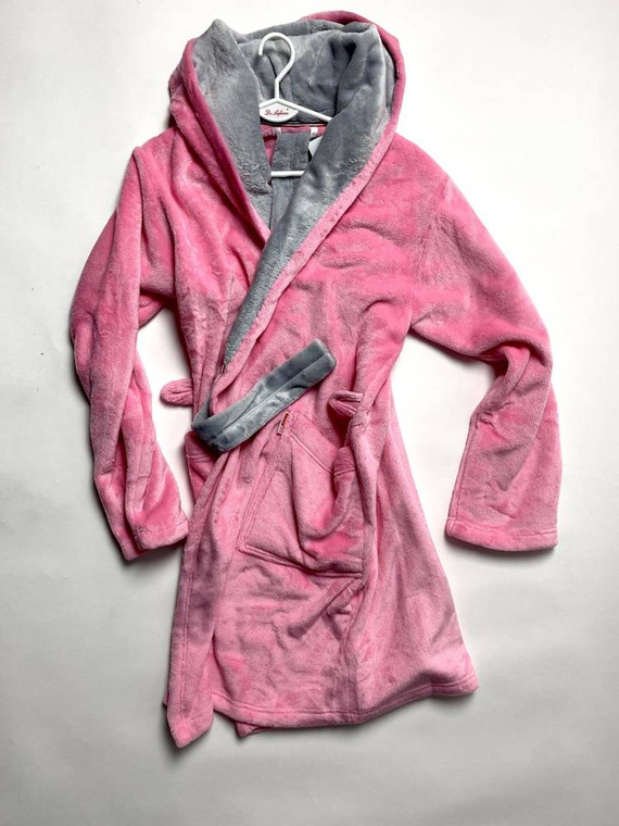 627 Soraya Damen Kurzer Morgenmantel Forex - rosa / hellgrau