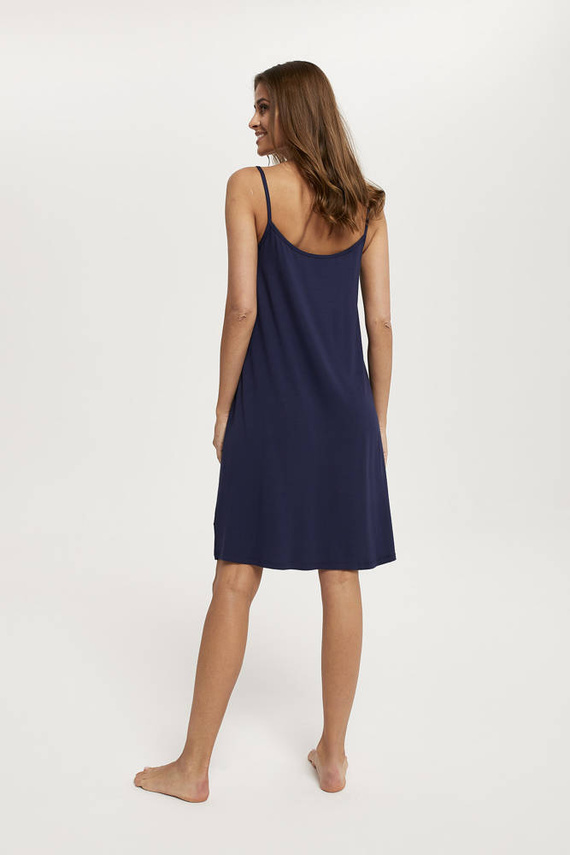 Song Damen Nachthemd, schmaler Träger Italian Fashion - navy blau