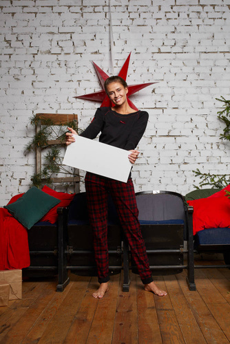 Ordesa Damen Schlafanzug langarm, lange Hose Italian Fashion - schwarz/print