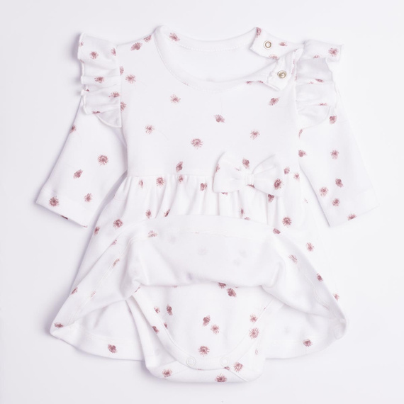 226159 Nicol Mädchenkleid-Body ecru mit langen Ärmeln und Blumenmuster
